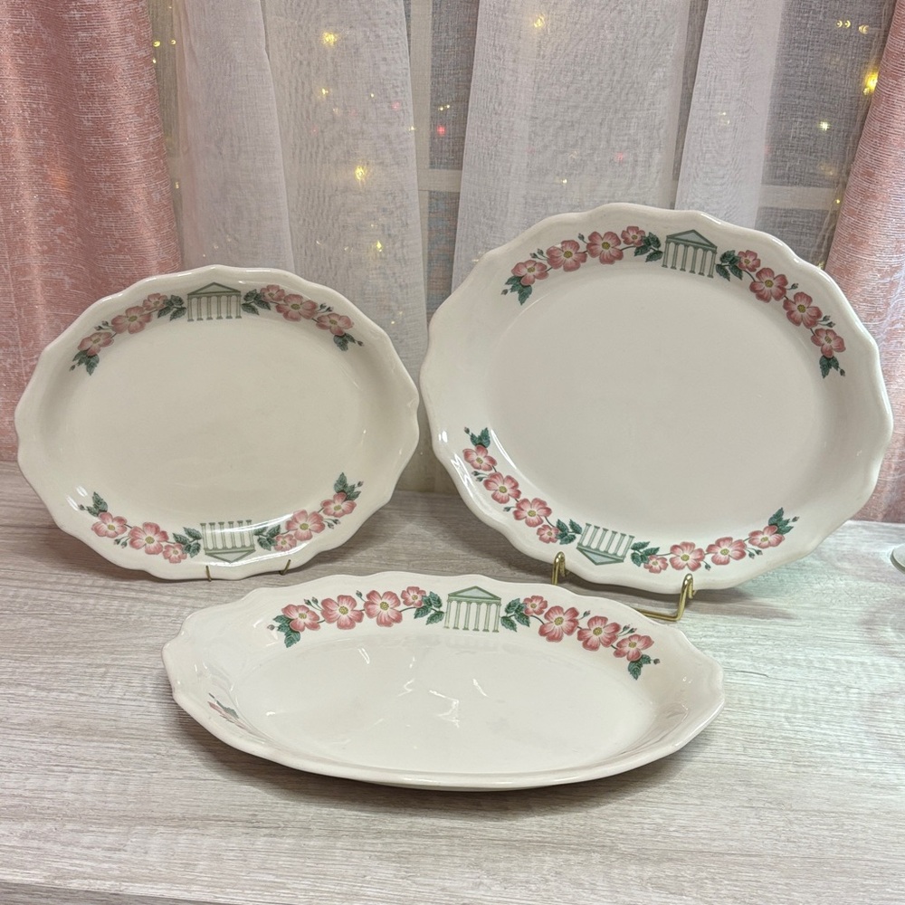 John Marshall Hotel Richmond China Platters with Dogwood Flowers